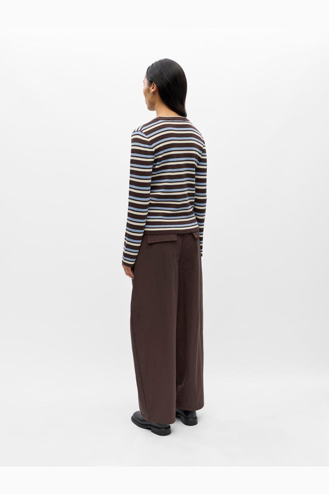 Object - Objester L/S Re Knit Pullover - 5162427 Seal Brown Serenity + Birch