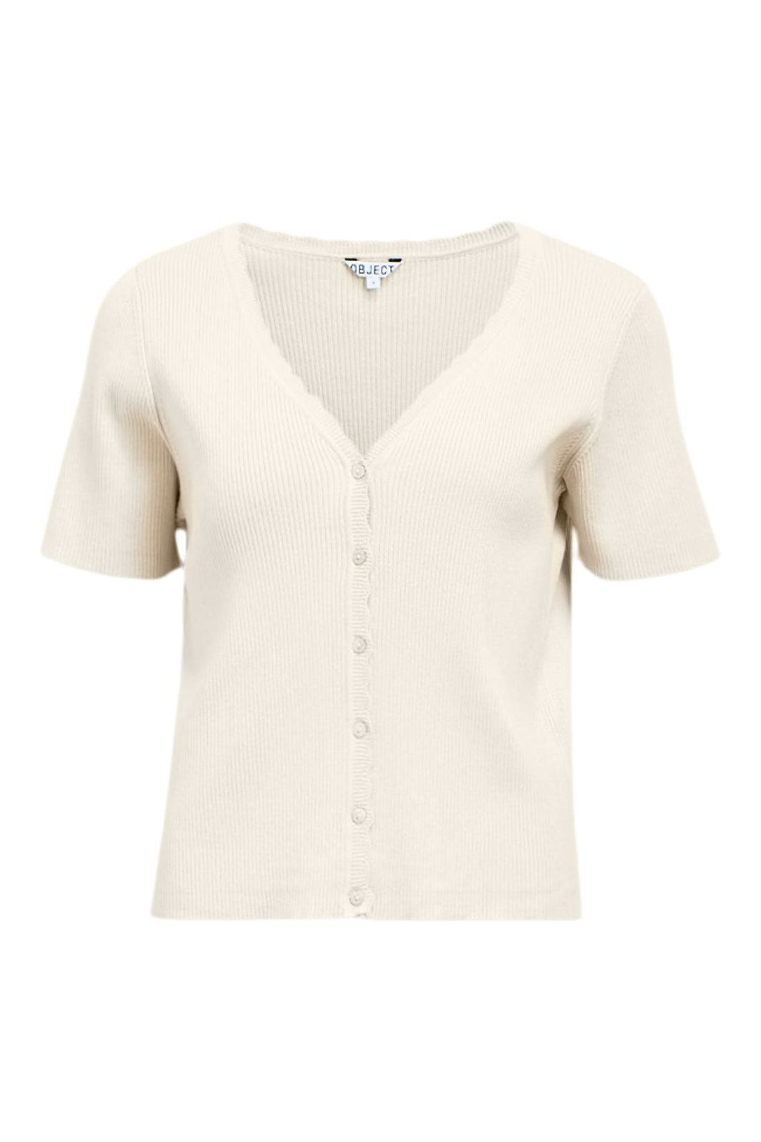 Object - Objkelly S/S Re V-Neck Cardigan - 4961439 Birch