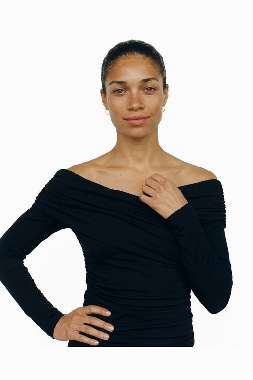 Object - Objlevih L/S Cross Over Top - 5251903 Black