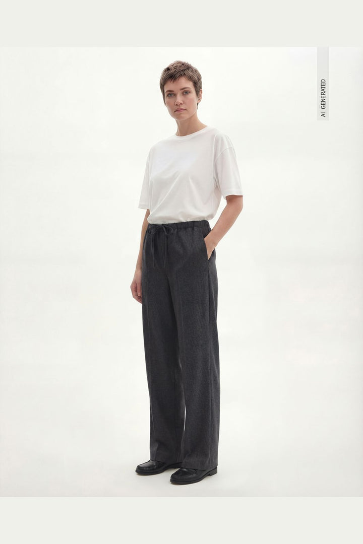 Object - Objlisa Tie Wide Pant - 5191831 Medium Grey Melange