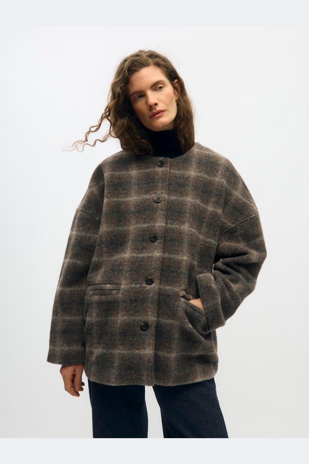 Object - Objmaise L/S Lo Scarf Jacket - 5049715 Carafe Check