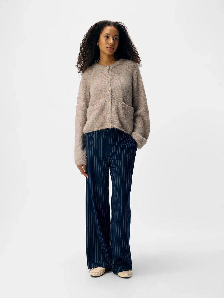 Object - Objsaggia Re L/S Knit Cardigan - 4854325 Humus Melange Cardigans 