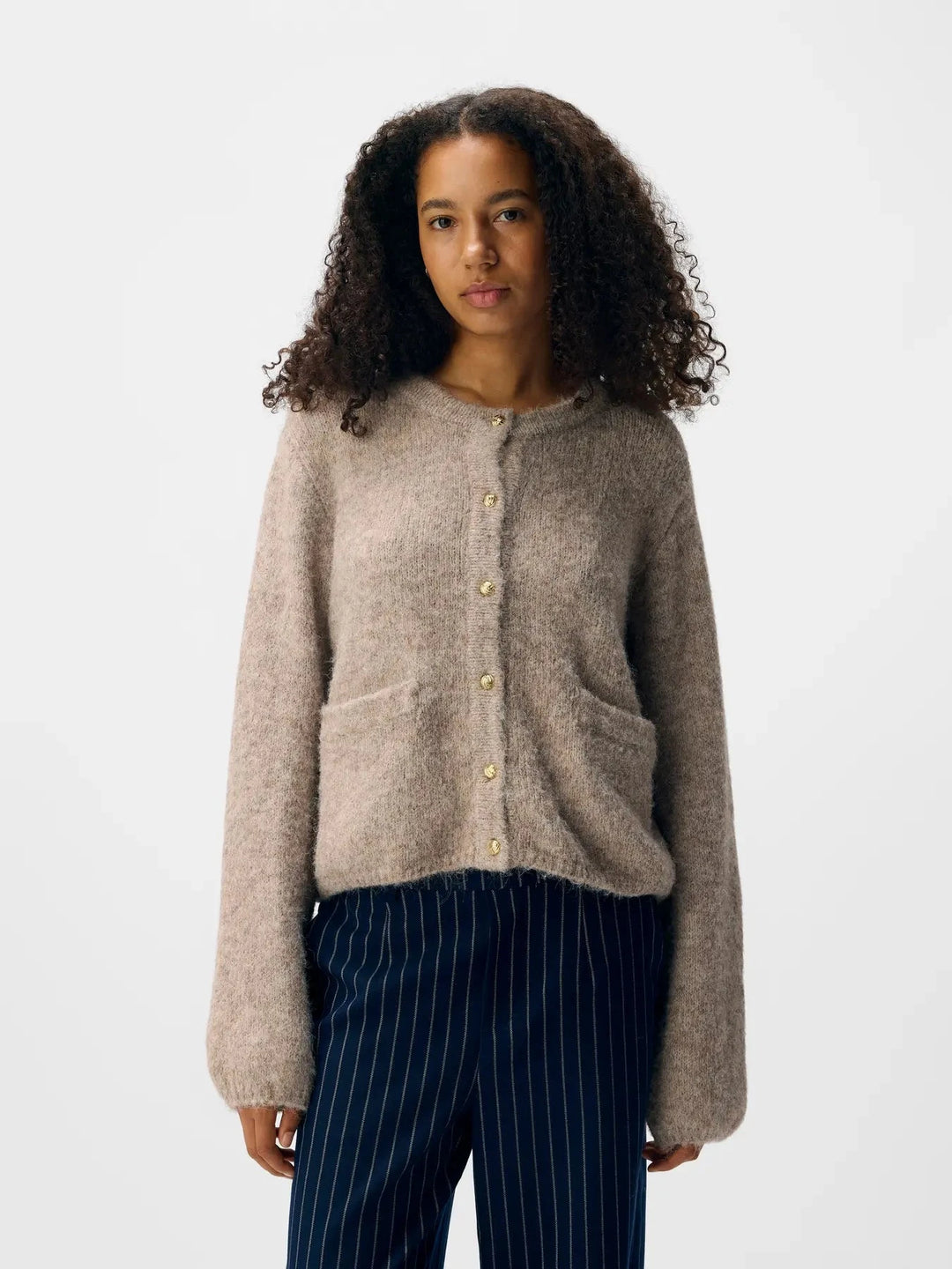 Object - Objsaggia Re L/S Knit Cardigan - 4854325 Humus Melange Cardigans 