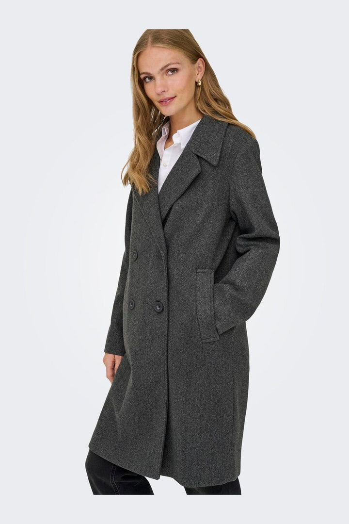 Only - Onladina Long Coat Cc - 4852110 Dark Grey Melange