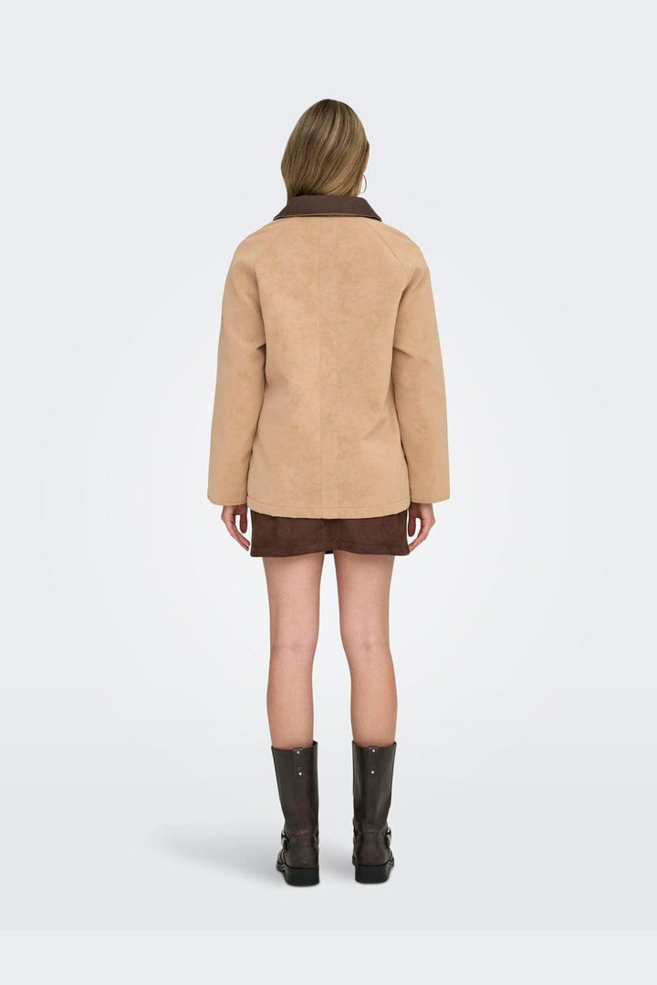 Only - Onlaggie Faux Suede Contrast Jacket - 4960014 Tannin