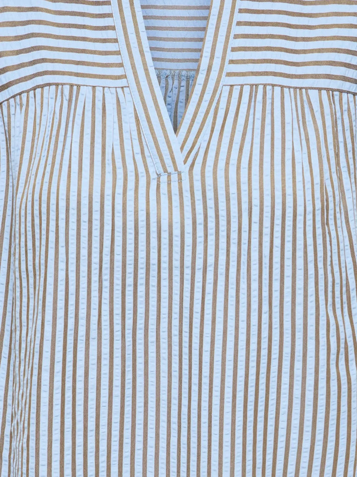 Only - Onlbari Sl Frill V-Neck Top - 5025188 Soft Chambray W. Morel Toppe 