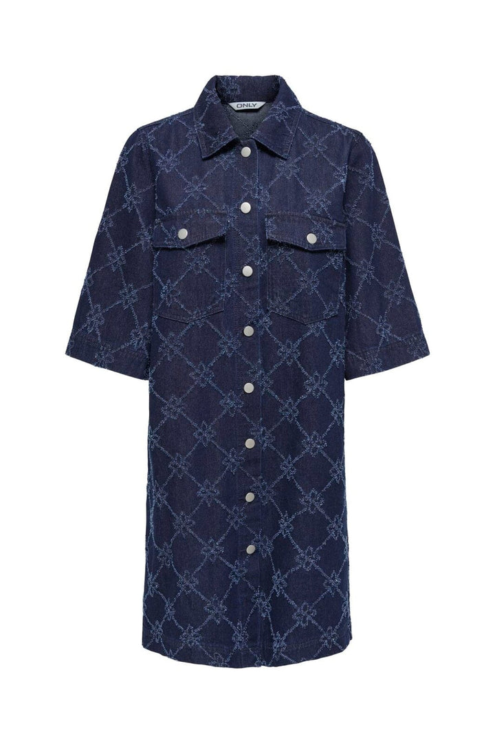 Only - Onlbella Wide Sleeves Print Dress - 5051335 Dark Blue Denim