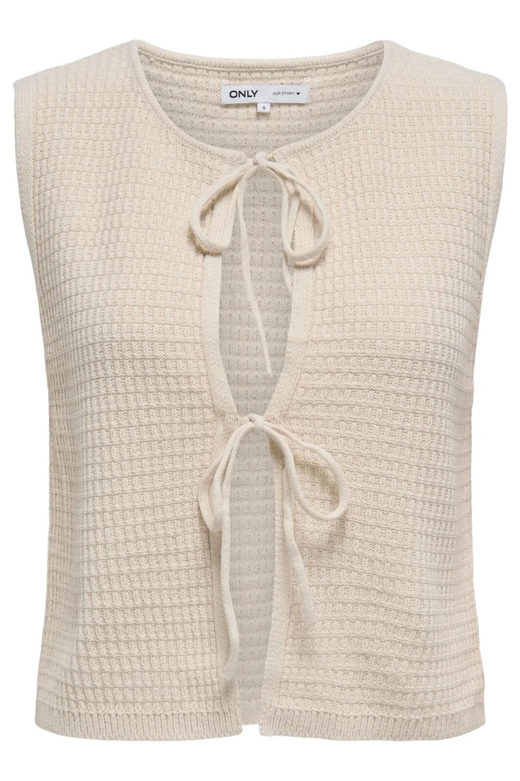 Only - Onlbirtie Sl Tie V-Neck Vest Cc Knt - 4777998 Birch Frakker 