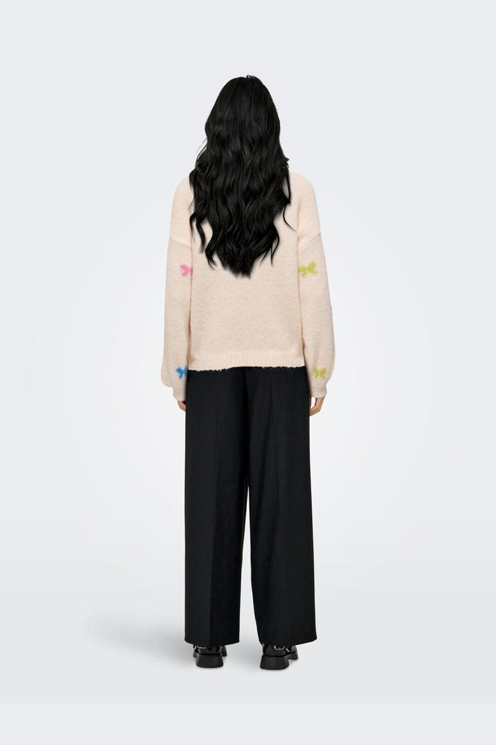 Only - Onlbrunhilda Life Ls Bow O-Neck Knt - 4947227 Baby'S Breath Camp G/Wild R/Campa/Mel/Mini Bow