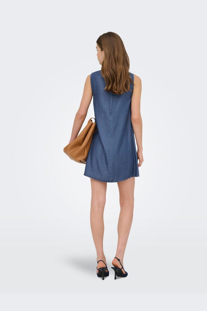 Only - Onlcharis Life Sl Short Dress Cc - 4977086 Dark Blue Denim