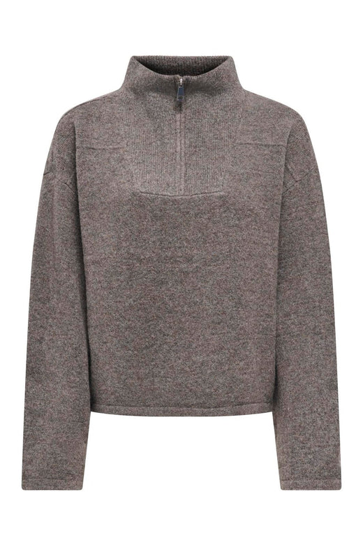 Only - Onlclara Ls Half Zip Knt - 5062024 Bracken Melange/Silver Zip