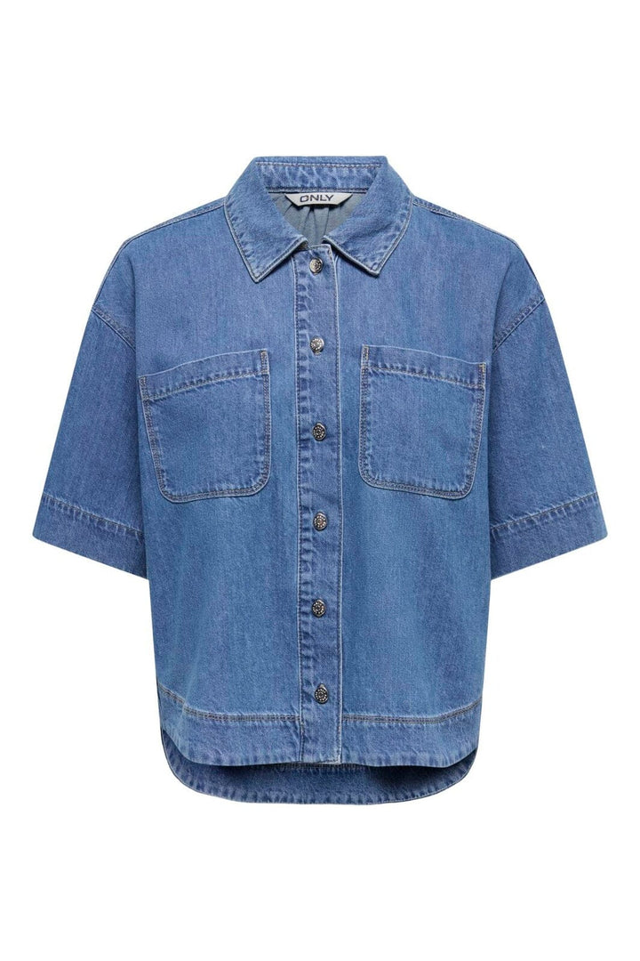 Only - Onlcleo Life Ss Shirt Pim - 5045119 Medium Blue Denim