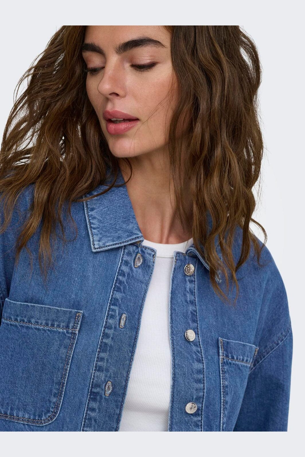 Only - Onlcleo Life Ss Shirt Pim - 5045119 Medium Blue Denim