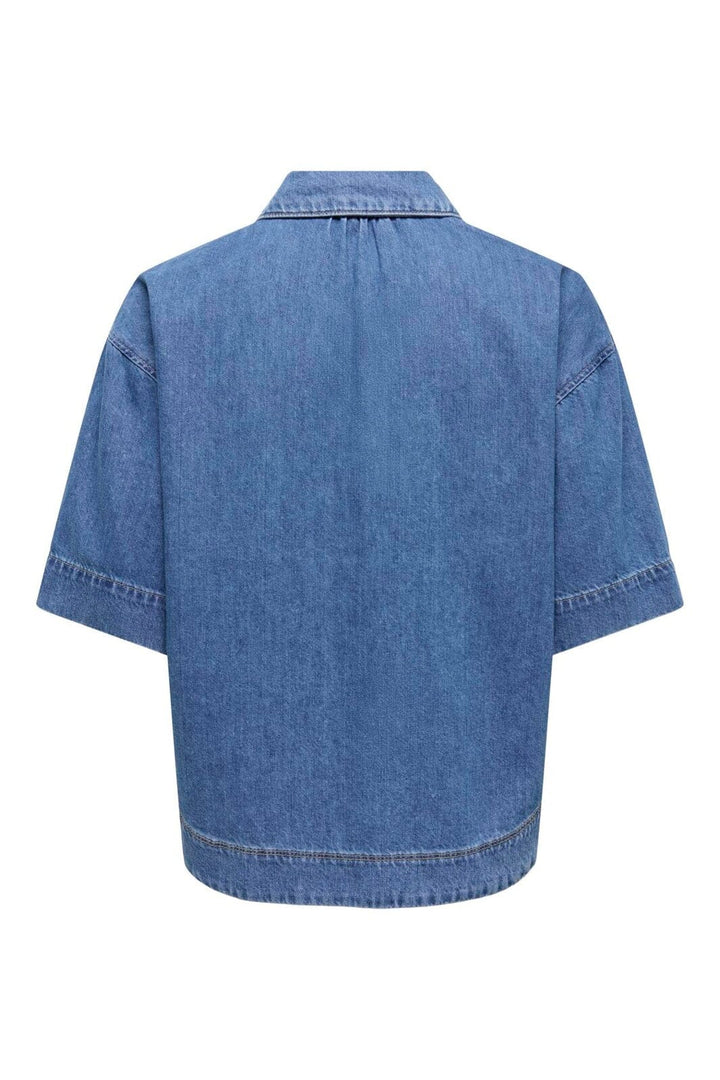 Only - Onlcleo Life Ss Shirt Pim - 5045119 Medium Blue Denim