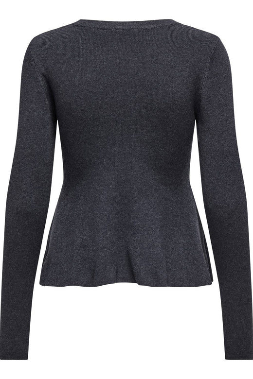 Only - Onlcoco Life Ls Rib Oneck Peplum Cc Knt - 4772493 Ombre Blue Melange Strikbluser 
