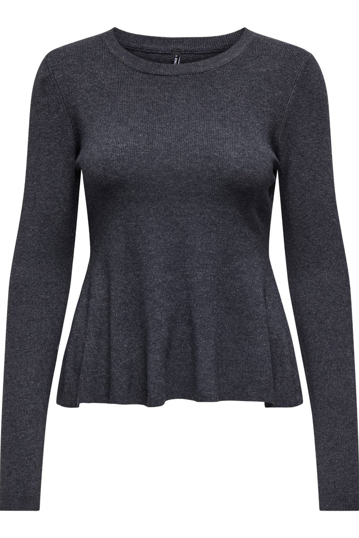 Only - Onlcoco Life Ls Rib Oneck Peplum Cc Knt - 4772493 Ombre Blue Melange Strikbluser 
