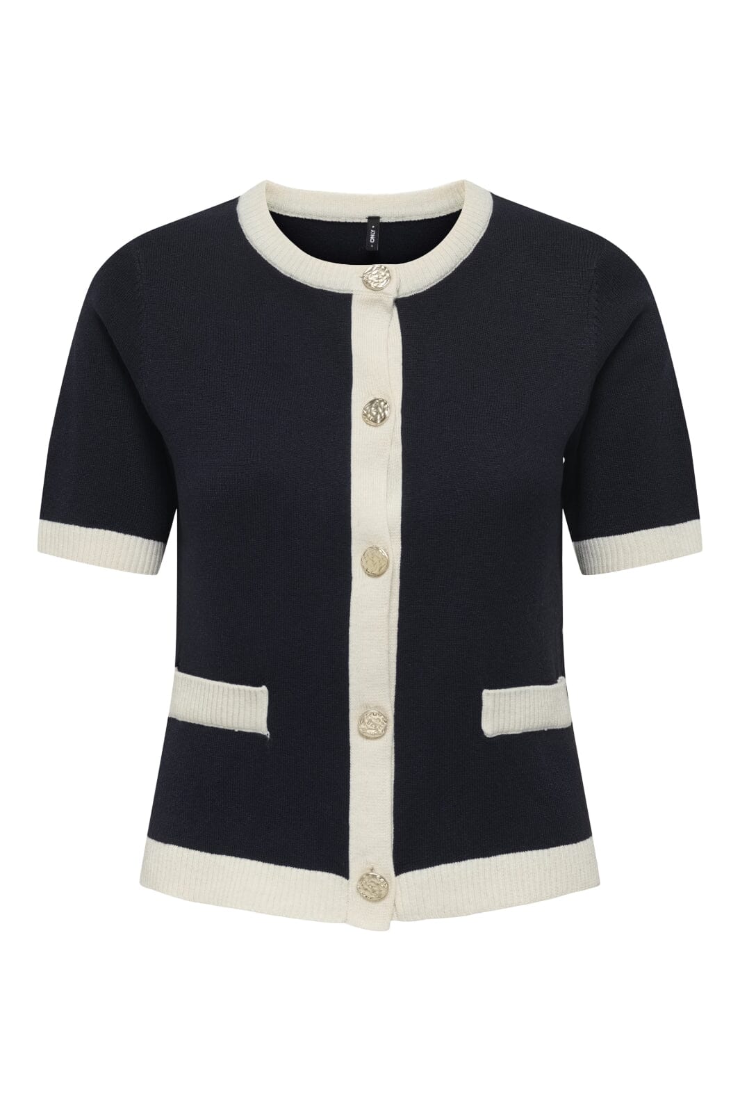 Only - Onlcoco Life Ss Button Cardigan Cc Knt - 4772414 Night Sky Birch Contrast