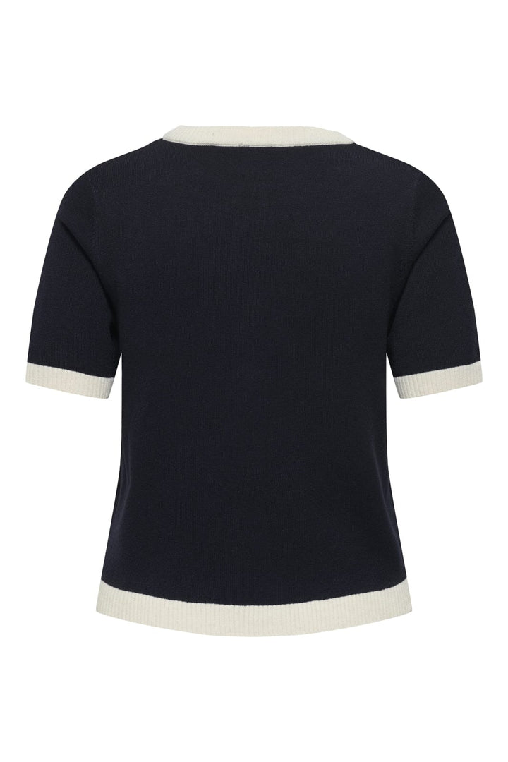 Only - Onlcoco Life Ss Button Cardigan Cc Knt - 4772414 Night Sky Birch Contrast