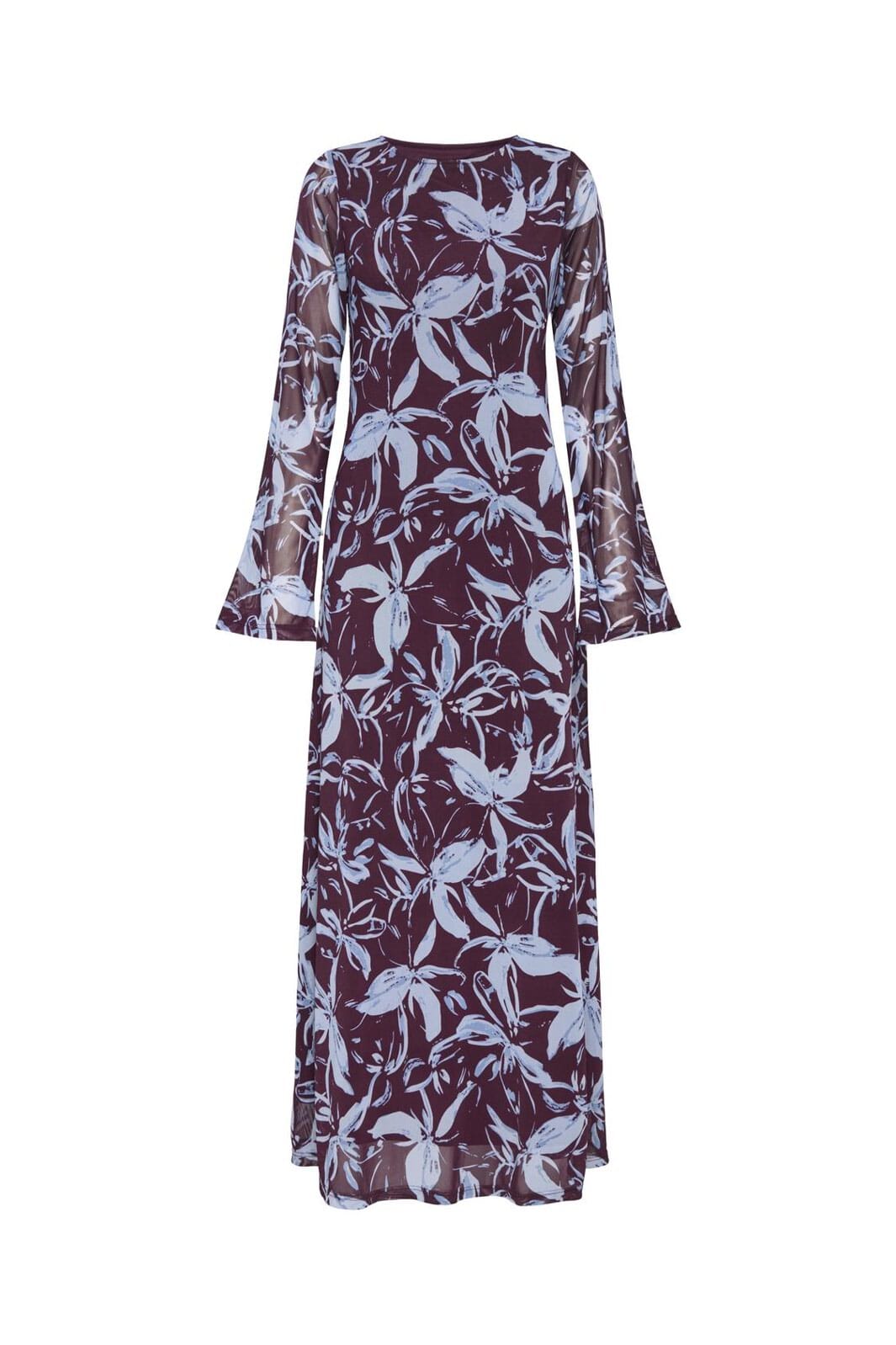 Only - Onlcyril Mesh L/S Ankel Dress - 4963719 Port Royale Blue Flowers