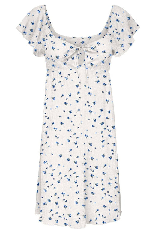Only - Onldua Frill Sleeve Dress - 5083075 Cloud Dancer Ditsy Floral Cornflower Blue