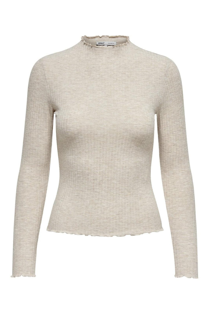 Only - Onlemma L/S High Neck Top - 3996013 Pumice Stone Melange