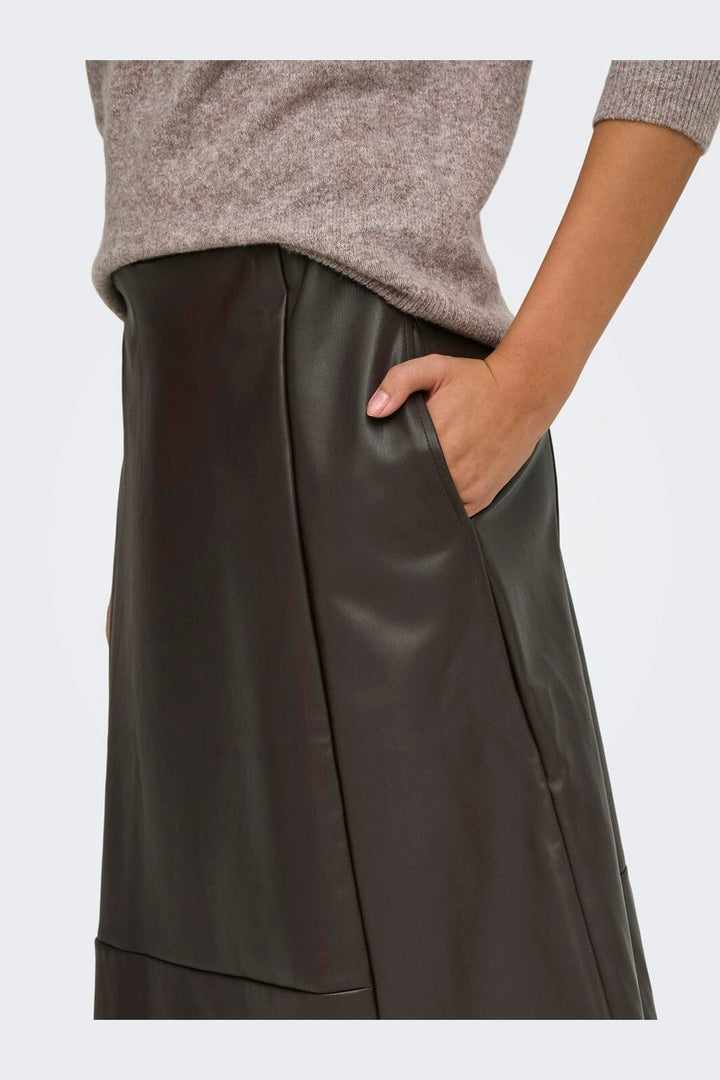 Only - Onlfiby Faux Leather Long Skirt - 5150258 Chocolate Torte