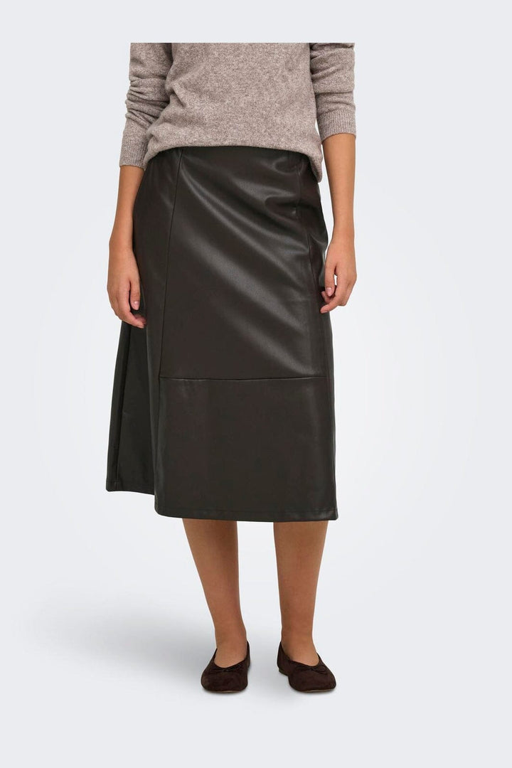 Only - Onlfiby Faux Leather Long Skirt - 5150258 Chocolate Torte