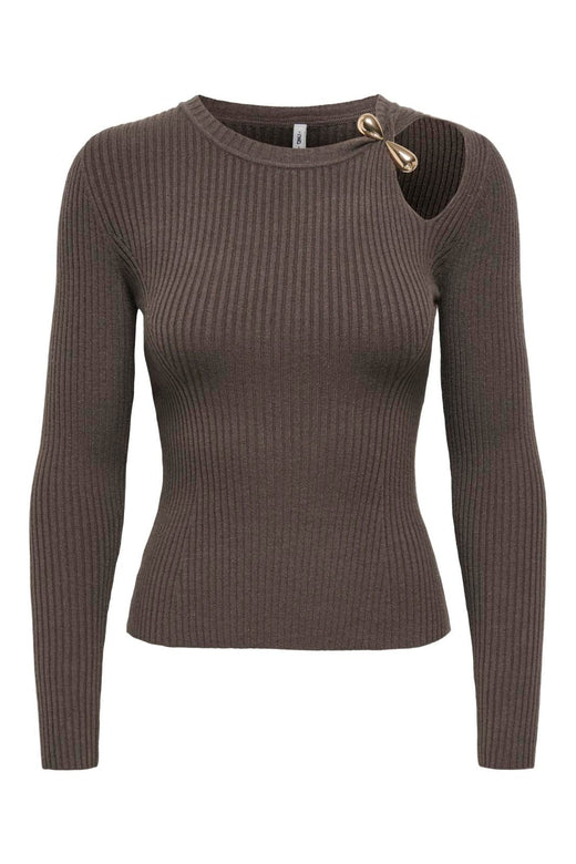 Only - Onlflou Ls Buckle O-Neck Cc Knt - 5086251 Chocolate Martini Gold Buckle