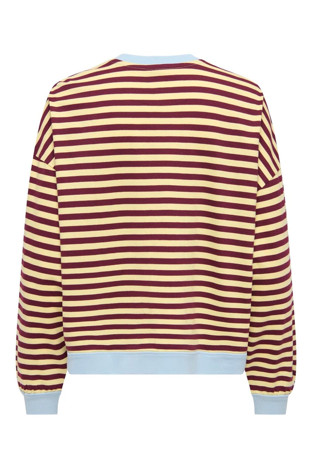 Only - Onlfreja L/S Loose Top - 5090443 Mellow Yellow Fig W. Contrast Cashmere Blue