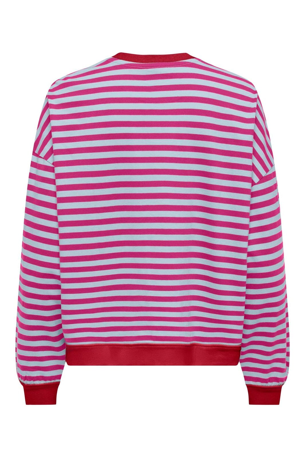 Only - Onlfreja L/S Loose Top - 5136213 Scooter Ballad Blue W. Contrast Fuchsia Red