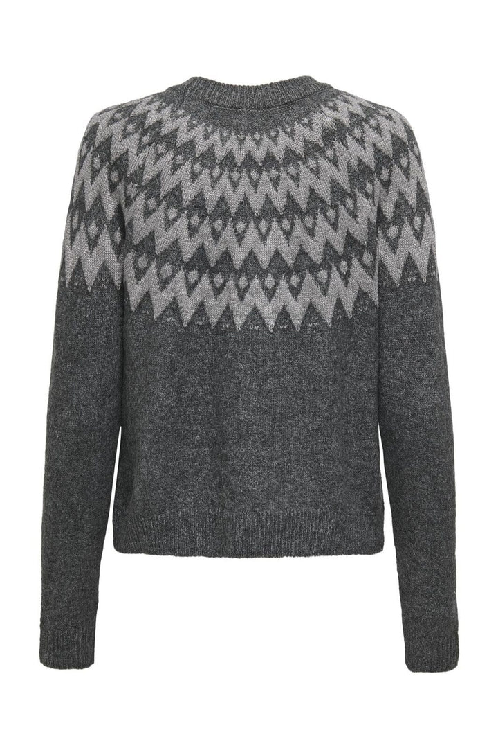 Only - Onlfry Ls Jq Glitter O-Neck Cc Knt - 4776861 Dark Grey Melange Silver Glitter