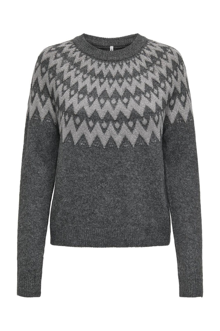 Only - Onlfry Ls Jq Glitter O-Neck Cc Knt - 4776861 Dark Grey Melange Silver Glitter
