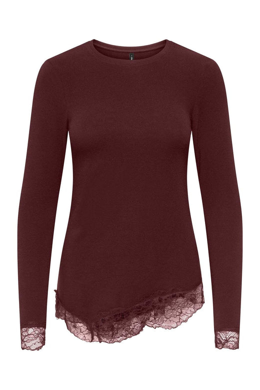 Only - Onlglamour L/S Lace Detail Top - 5135956 Decadent Chocolate