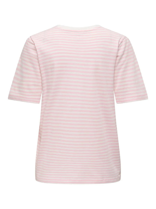 Only - Onlhappy Life S/S Emb Top - 5030048 Cloud Dancer Romance Rose + Cherry T-shirts 