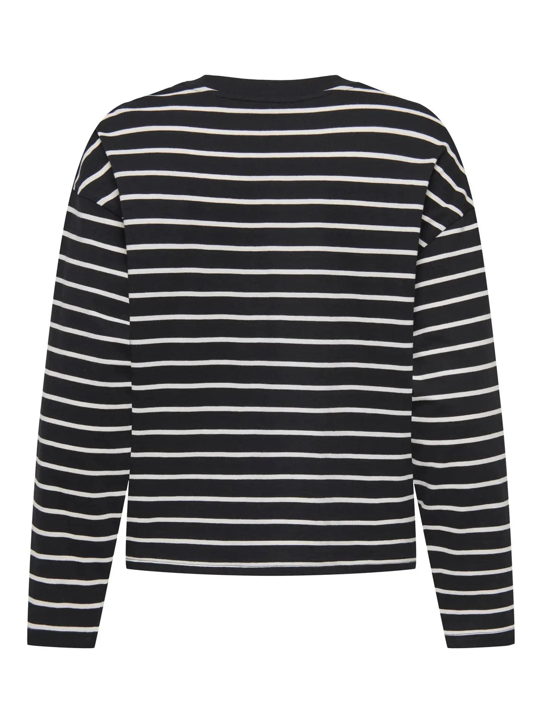 Only - Onlhappy L/S O-Neck Stripe Tee - 5110886 Black Cloud Dancer Lena Bluser 