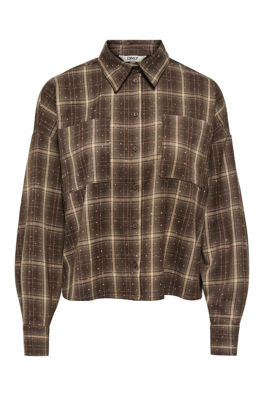Only - Onlilston Ls Glitter Detail Shirt - 5116395 Black Coffee W. Embellishment