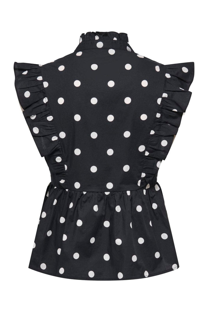 Only - Onlkai S/L Peplum Frill - 5119337 Black White Dot