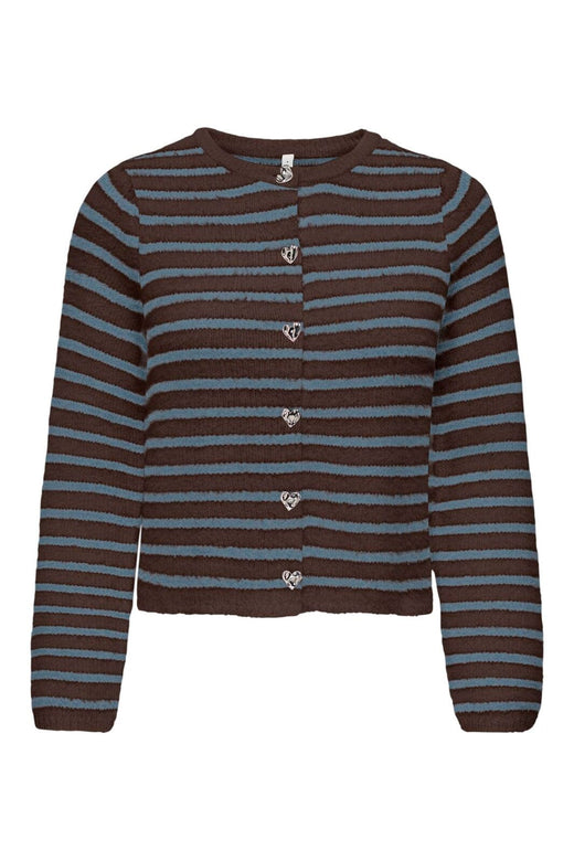 Only - Onlkerry Ls Button Cardigan Cc Knt - 5100858 Bracken Dusty Blue/Silver Heart Button