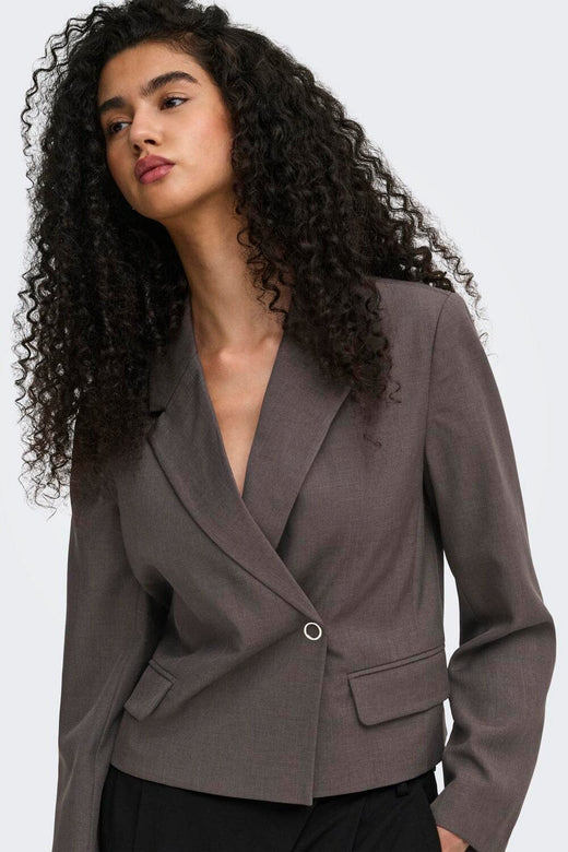 Only - Onllinda L/S Asym Blazer Tlr - 5074107 Chocolate Torte Melange Blazere 