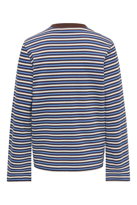 Only - Onllisa Stripe L/S Top - 5207101 Cloud Dancer Chicory Coffee/Sodalite Blue Stripe