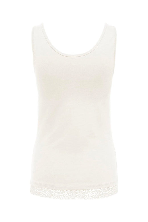 Only - Onllive Love S/L Tank Top Lace Detail - 5194533 Cloud Dancer Tone In Tone Lace