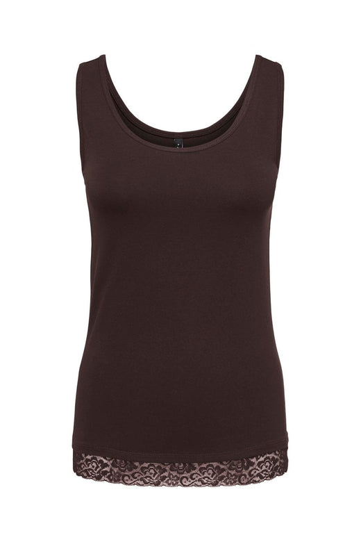 Only - Onllive Love S/L Tank Top Lace Detail - 5194535 Chocolate Torte Tone In Tone Lace