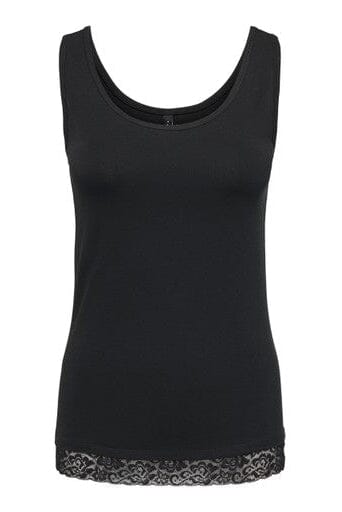Only - Onllive Love S/L Tank Top Lace Detail - 5194536 Black Tone In Tone Lace Tank Top 