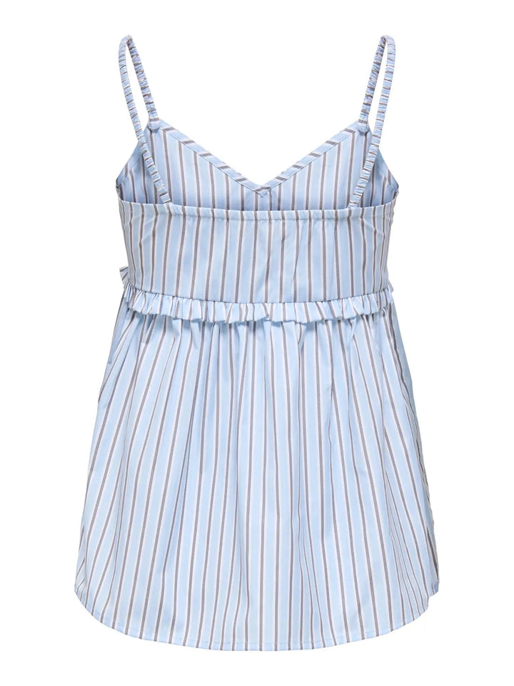 Only - Onlloris Strap Flowy Top - 5045018 Chambray Blue W. Bright White + Black Toppe 