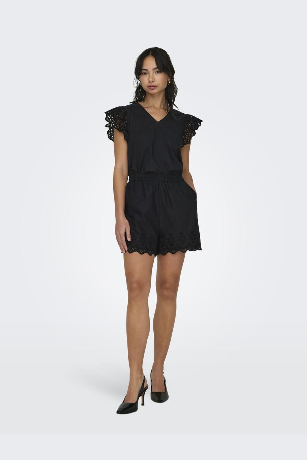 Only - Onllou Life Emb Loose Shorts - 4415682 Black