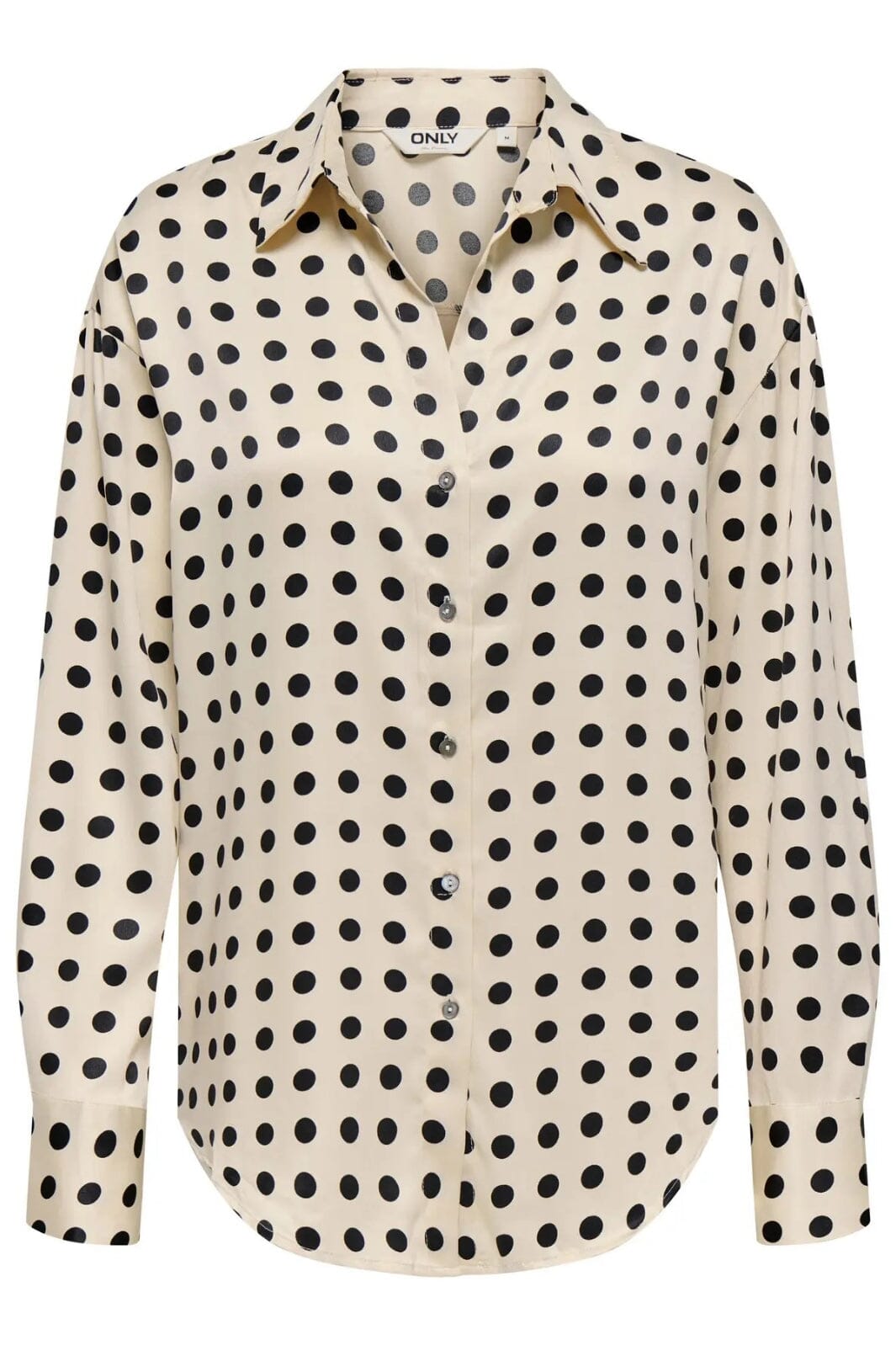 Only - Onllydia L/S Satin Shirt - 4990914 Frosted Almond Black Dots Skjorter 