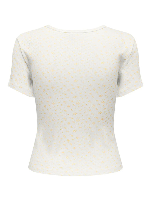 Only - Onlmadison S/S O-Neck Baby Tee - 5011785 Cloud Dancer Gry Flower Sunlight T-shirts 