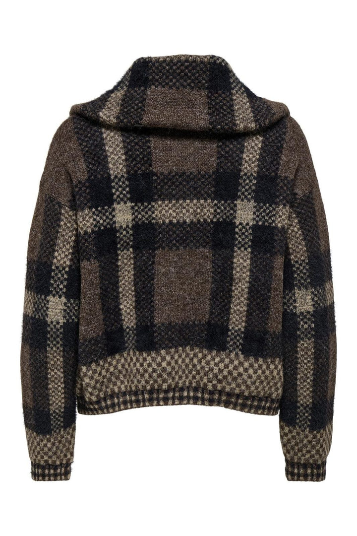 Only - Onlmaroon Ls Zip Collar Cardigan Knt - 4928995 Black Chocolate Martini/Biscotti/Mel