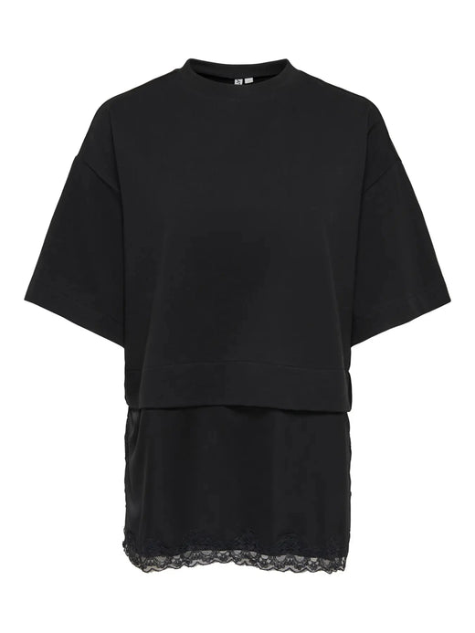 Only - Onlmexa S/S Tee Lace Top - 5104053 Black T-shirts 