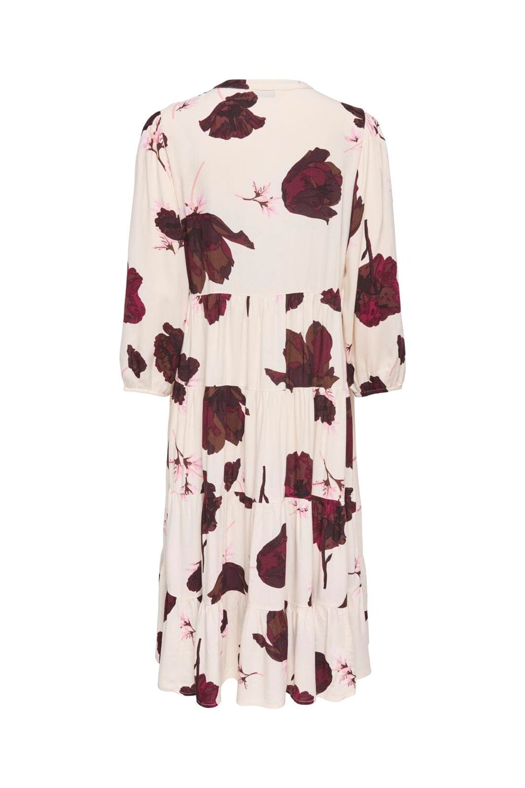 Only - Onlmilana Sola 3/4 Midi Dress - 5095462 Oatmeal Red Flower